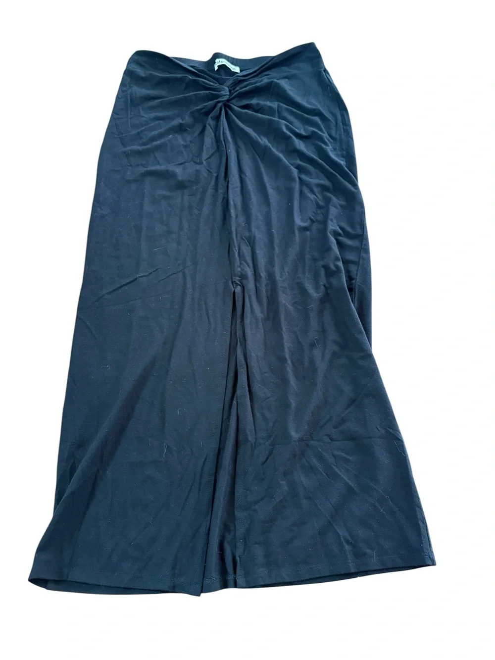 Reformation Rylan Twist Front Ruched Slit Skirt Black Medium